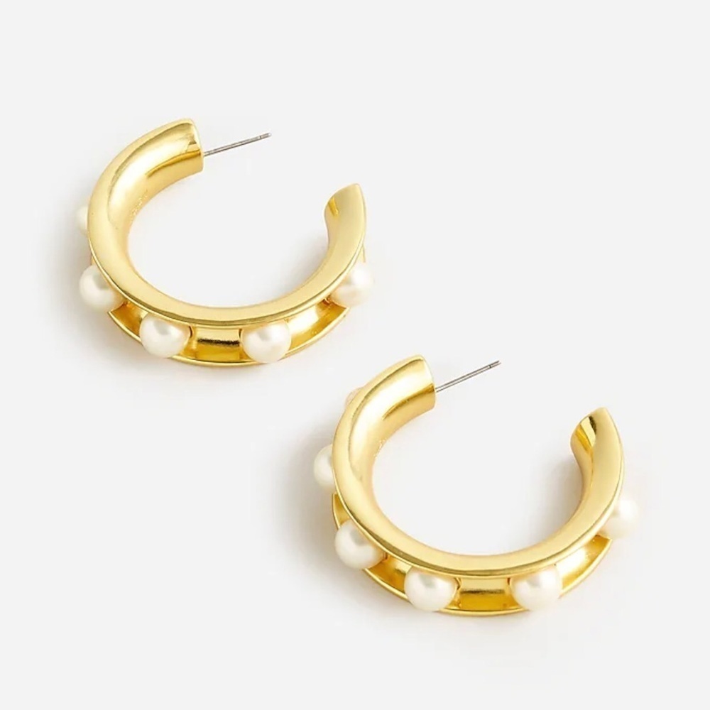 J.Crew Women’s Pearl-studded hoop earrings